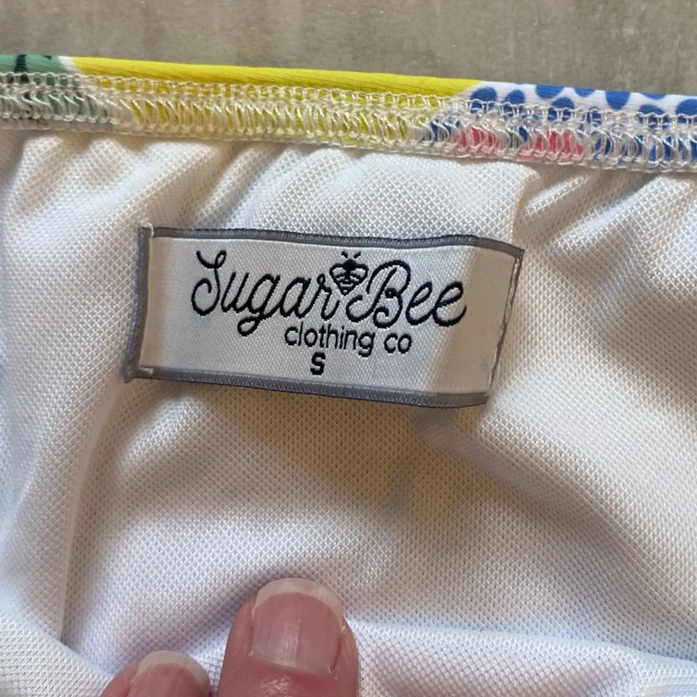 NWT Sugar Bee Colorful Lemon Floral Print Flutter 2-Piece Bikini, women’s S